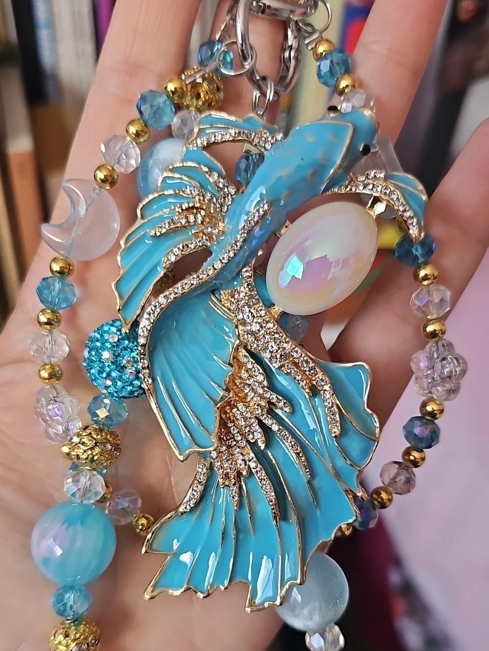 Elegant Turquoise Fish Pendant Purse Charm
